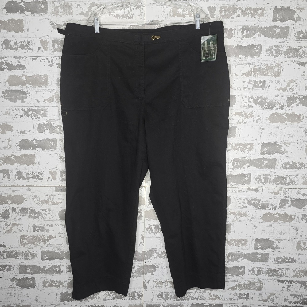NEW Lauren Ralph Lauren Pants Womens 22W Black Equestrian 100% Cotton VTG Y2K